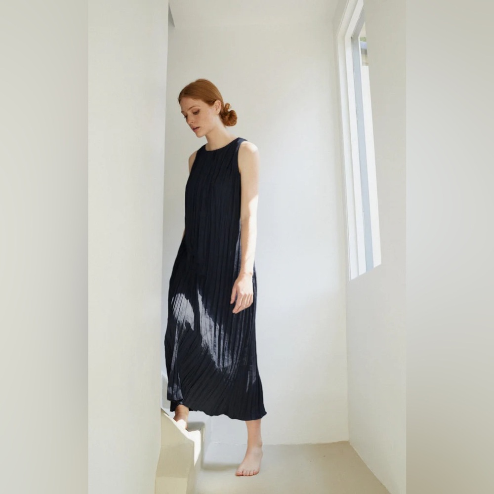 Grade & Gather Crinkle Pleat Midi Dress